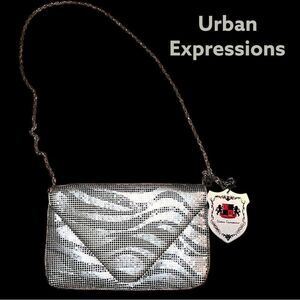 Vintage Urban Expressions silver envelope style metal beaded evening bag . Nwt